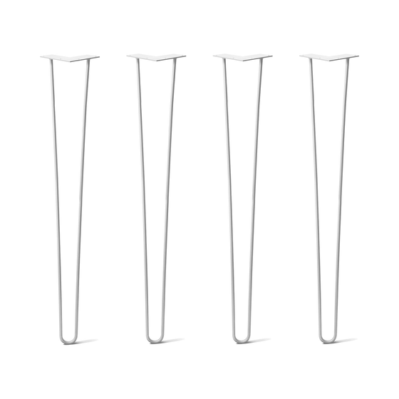 Hairpin Legs Set of 4, 2-Rod Design - White Powder Coated Finish