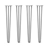 Hairpin Legs Set of 4, 3-Rod Design - Raw Steel