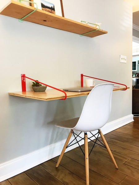 DIY Floating Plywood Desk Setup