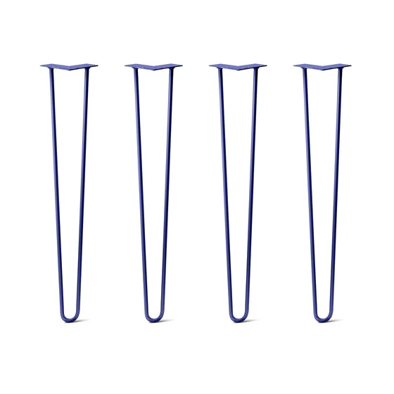 Hairpin Legs Set of 4, 2-Rod Design - Midnight Blue (Navy) Powder Coated Finish