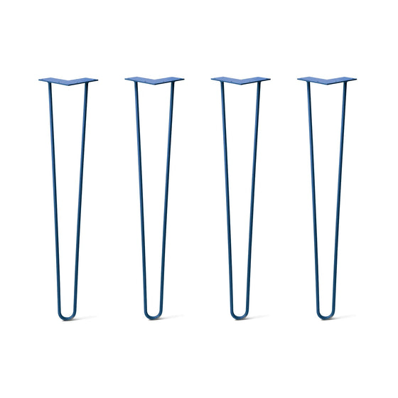 Hairpin Legs Set of 4, 2-Rod Design - Midnight Blue (Navy) Powder Coated Finish