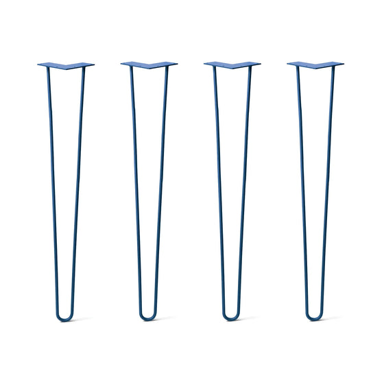 Hairpin Legs Set of 4, 2-Rod Design - Midnight Blue (Navy) Powder Coated Finish