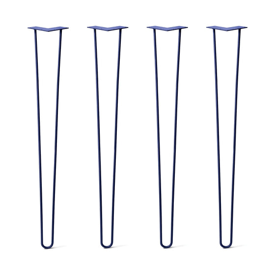Hairpin Legs Set of 4, 2-Rod Design - Midnight Blue (Navy) Powder Coated Finish