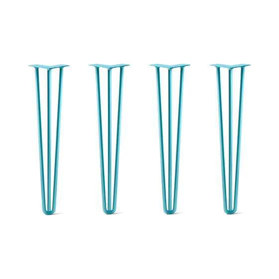 Hairpin Legs Set of 4, 3-Rod Design - Turquoise Powder Coated Finish