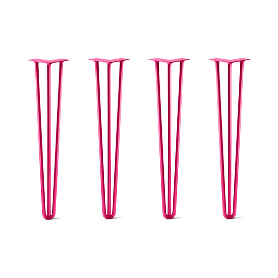 Hairpin Legs Set of 4, 3-Rod Design - Fuchsia Powder Coated Finish