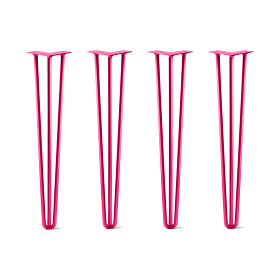 Hairpin Legs Set of 4, 3-Rod Design - Fuchsia Powder Coated Finish