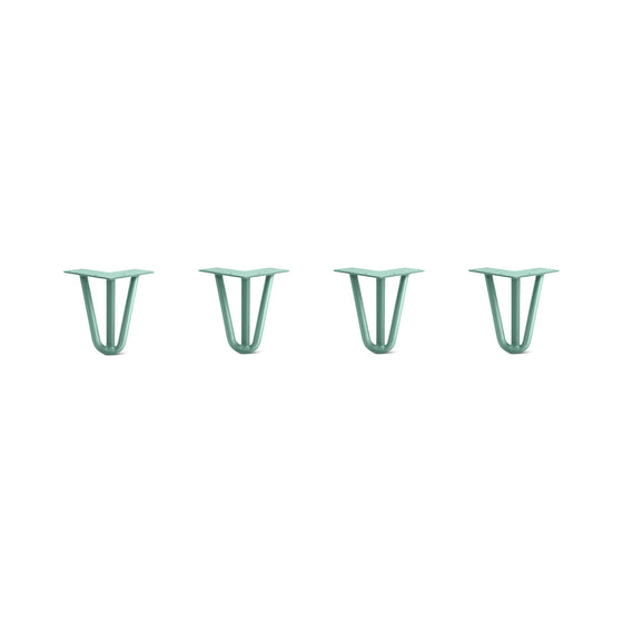 Hairpin Legs Set of 4, 3-Rod Design - Turquoise Powder Coated Finish