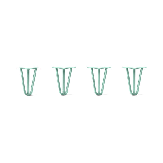 Hairpin Legs Set of 4, 3-Rod Design - Turquoise Powder Coated Finish