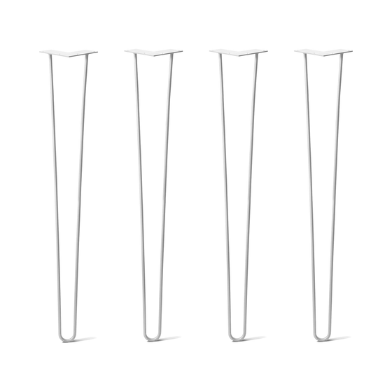 Hairpin Legs Set of 4, 2-Rod Design - White Powder Coated Finish