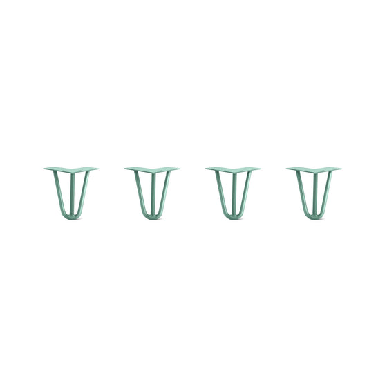 Hairpin Legs Set of 4, 3-Rod Design - Turquoise Powder Coated Finish