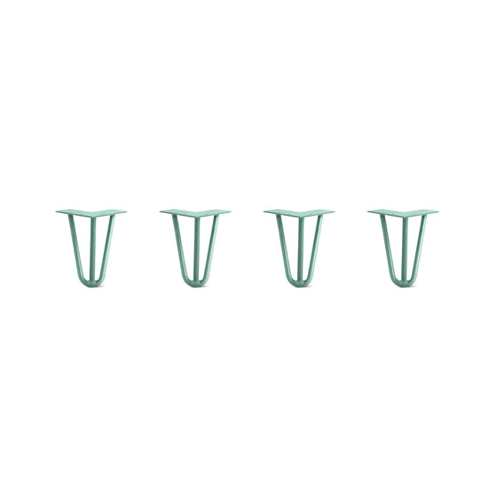 Hairpin Legs Set of 4, 3-Rod Design - Turquoise Powder Coated Finish