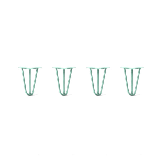 Hairpin Legs Set of 4, 3-Rod Design - Turquoise Powder Coated Finish