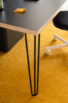 3 Rod hairpin leg desk close up