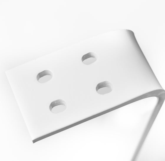 Square Metal Table Leg - U Shape - Close Up Mounting White