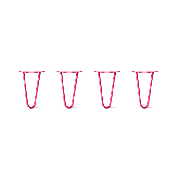 Hairpin Legs Set of 4, 2-Rod Design - Fuchsia Powder Coated Finish