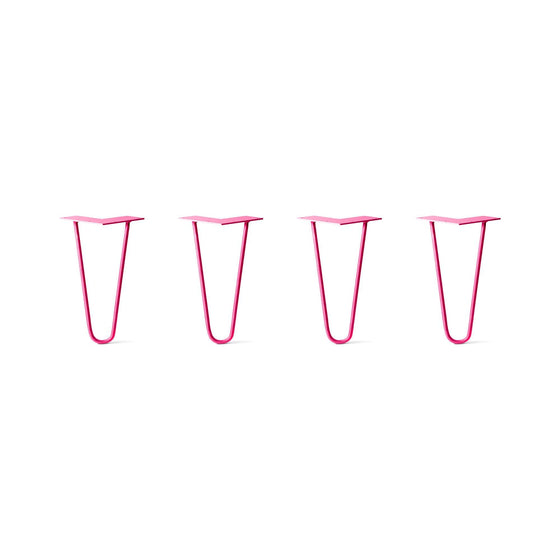Hairpin Legs Set of 4, 2-Rod Design - Fuchsia Powder Coated Finish