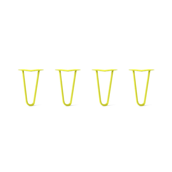 Hairpin Legs Set of 4, 2-Rod Design - Yellow Powder Coated Finish
