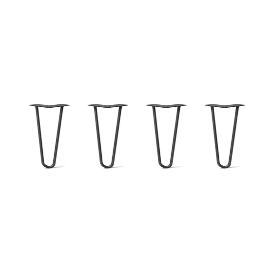Hairpin Legs Set of 4, 2-Rod Design - Jet Black Satin Powder Coated Finish