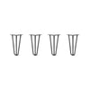Hairpin Legs Set of 4, 3-Rod Design - Jet Black Satin Powder Coated Finish