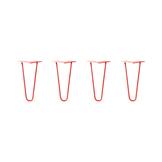 Hairpin Legs Set of 4, 2-Rod Design - Orange-Red Powder Coated Finish