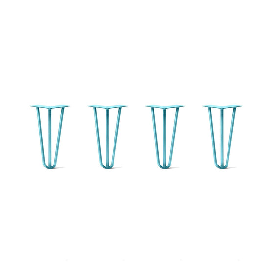 Hairpin Legs Set of 4, 3-Rod Design - Teal Powder Coated Finish