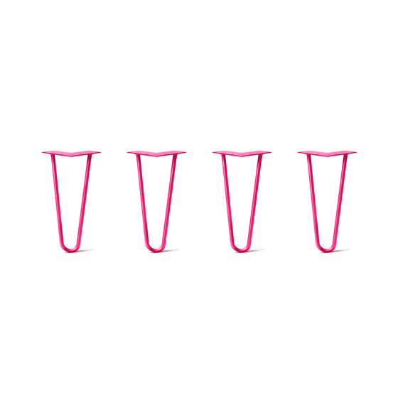 Hairpin Legs Set of 4, 2-Rod Design - Fuchsia Powder Coated Finish