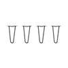 DIY Hairpin Legs Hairpin Legs 12" / Jet Black Satin / 1/2" Hairpin Legs Set of 4, 2-Rod Design - Jet Black Satin Powder Coated Finish