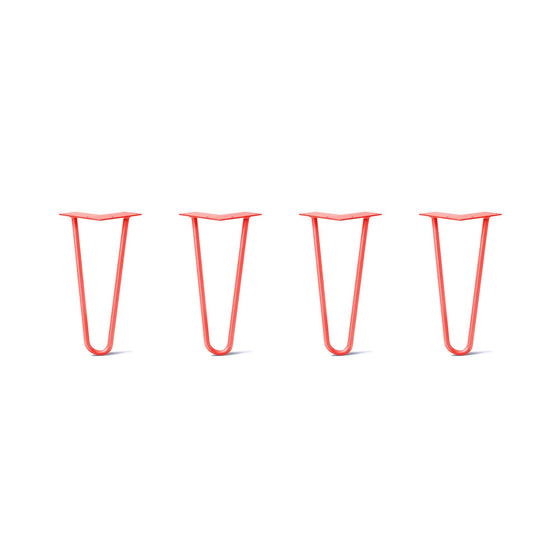 Hairpin Legs Set of 4, 2-Rod Design - Orange-Red Powder Coated Finish