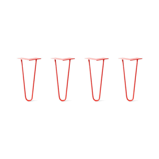 Hairpin Legs Set of 4, 2-Rod Design - Orange-Red Powder Coated Finish