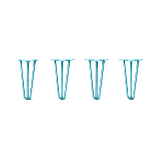 Hairpin Legs Set of 4, 3-Rod Design - Teal Powder Coated Finish
