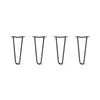 Hairpin Legs Set of 4, 2-Rod Design - Jet Black Satin Powder Coated Finish