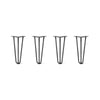 Hairpin Legs Set of 4, 3-Rod Design - Jet Black Satin Powder Coated Finish