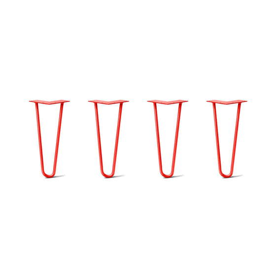 Hairpin Legs Set of 4, 2-Rod Design - Orange-Red Powder Coated Finish