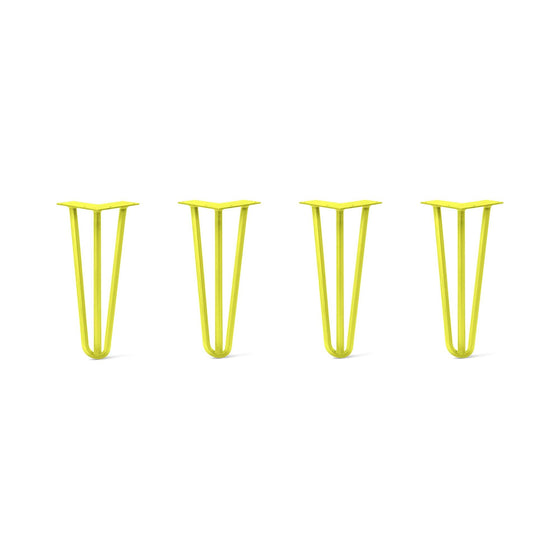 Hairpin Legs Set of 4, 3-Rod Design - Yellow Powder Coated Finish