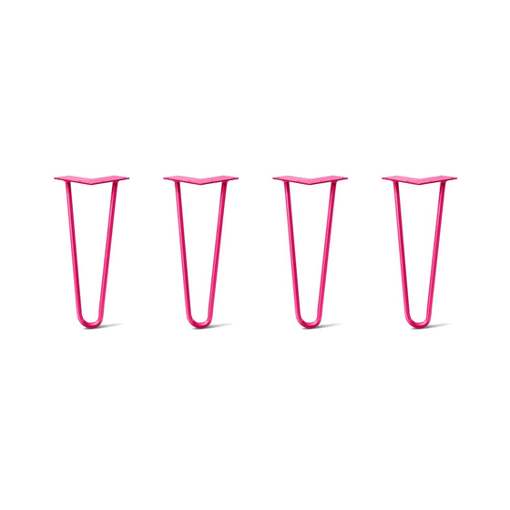 Hairpin Legs Set of 4, 2-Rod Design - Fuchsia Powder Coated Finish