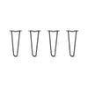 Hairpin Legs Set of 4, 2-Rod Design - Jet Black Satin Powder Coated Finish