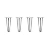 DIY Hairpin Legs Hairpin Legs 14" / Raw Steel / 1/2" Hairpin Legs Set of 4, 3-Rod Design - Raw Steel