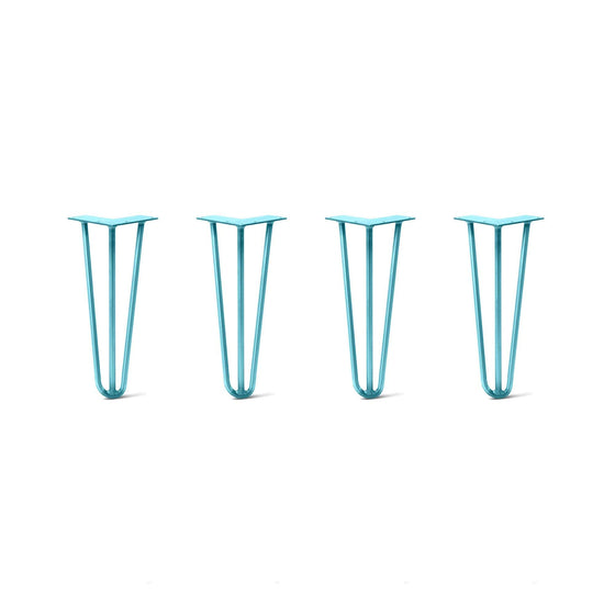 Hairpin Legs Set of 4, 3-Rod Design - Teal Powder Coated Finish
