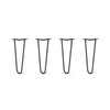 Hairpin Legs Set of 4, 2-Rod Design - Jet Black Satin Powder Coated Finish