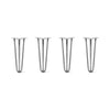 Hairpin Legs Set of 4, 3-Rod Design - Raw Steel