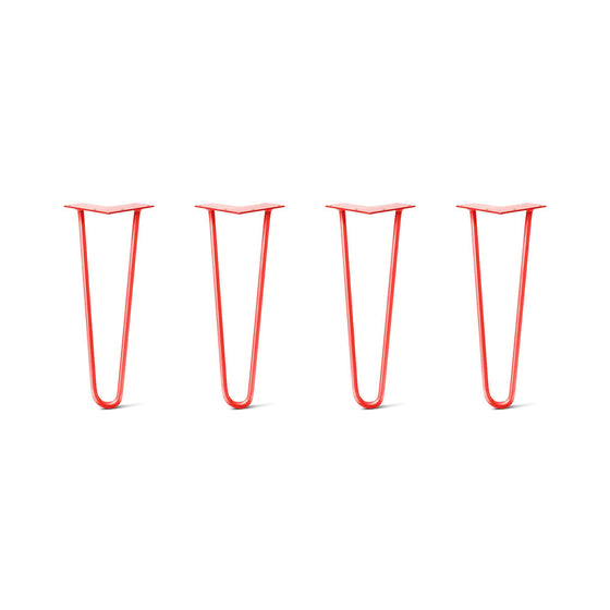 Hairpin Legs Set of 4, 2-Rod Design - Orange-Red Powder Coated Finish