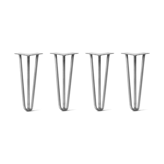 Hairpin Legs Set of 4, 3-Rod Design - Raw Steel