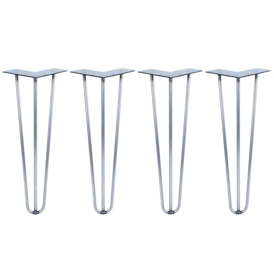 DIY Hairpin Legs Hairpin Legs 16" / Raw Steel / 3/8" Set of 4 - 3 Rod Hairpin Legs