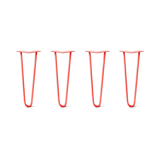 Hairpin Legs Set of 4, 2-Rod Design - Orange-Red Powder Coated Finish