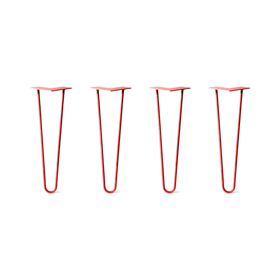 Hairpin Legs Set of 4, 2-Rod Design - Orange-Red Powder Coated Finish