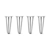 Hairpin Legs Set of 4, 3-Rod Design - Raw Steel