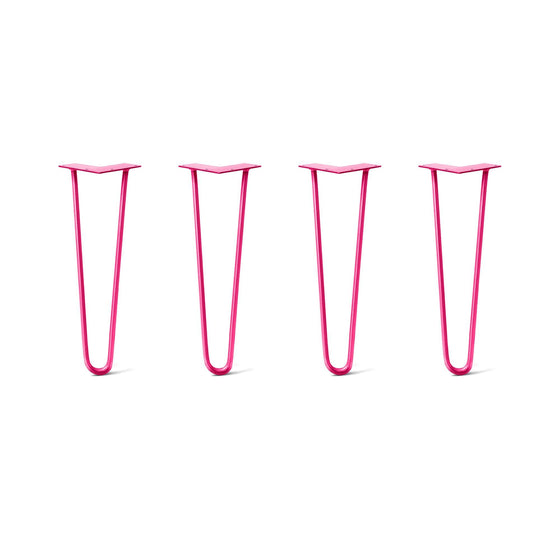 Hairpin Legs Set of 4, 2-Rod Design - Fuchsia Powder Coated Finish