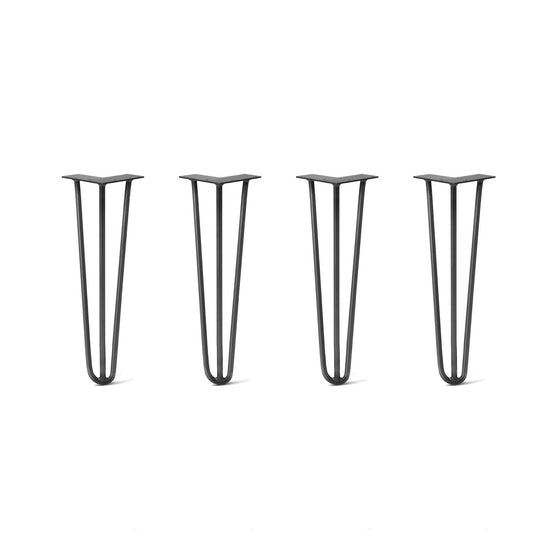 Hairpin Legs Set of 4, 3-Rod Design - Jet Black Satin Powder Coated Finish