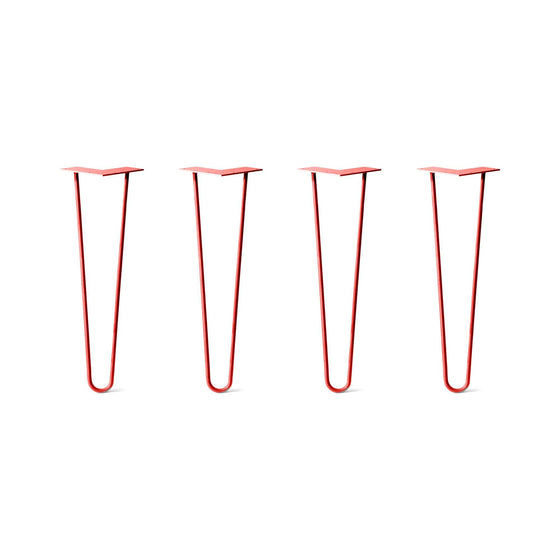 Hairpin Legs Set of 4, 2-Rod Design - Orange-Red Powder Coated Finish
