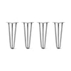 Hairpin Legs Set of 4, 3-Rod Design - Raw Steel